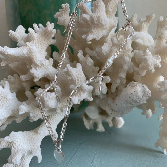 BRACELET Sterling Silver 925 Heart Charms Bracelet Dainty Minimalist Chain EUC - Picture 4 of 10